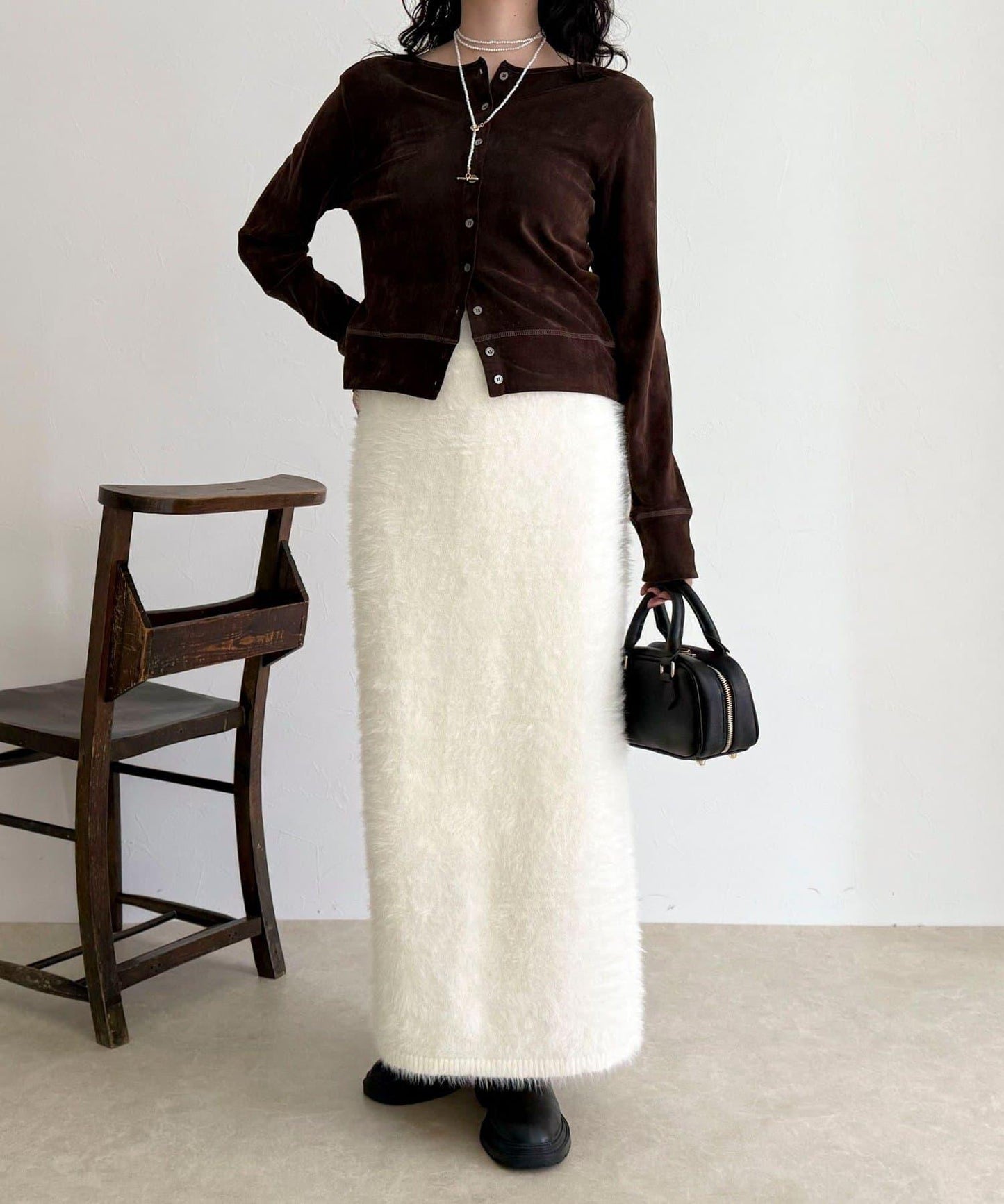 毛絨針織半身裙