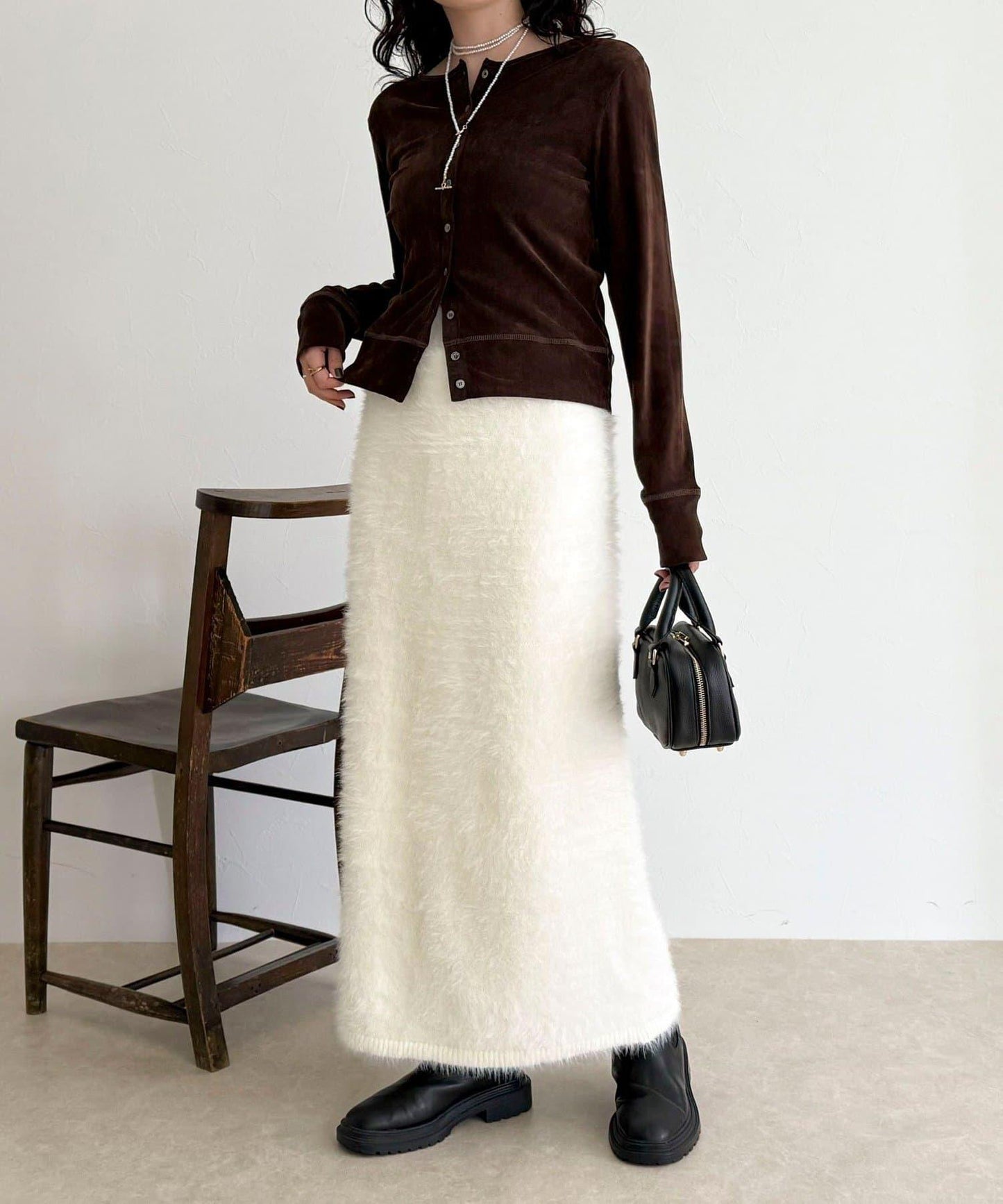 毛絨針織半身裙