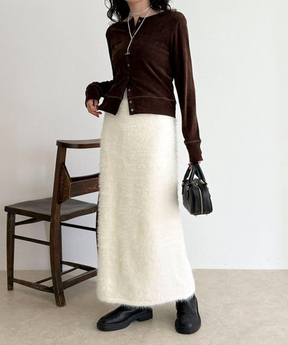 毛絨針織半身裙