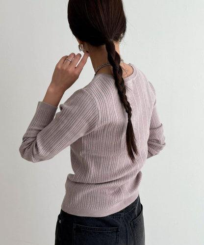 V領羅紋針織套頭衫