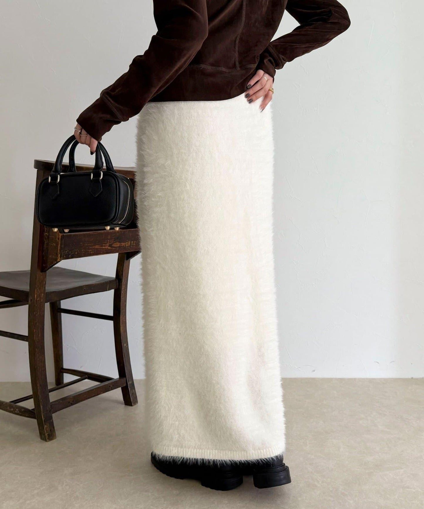 毛絨針織半身裙