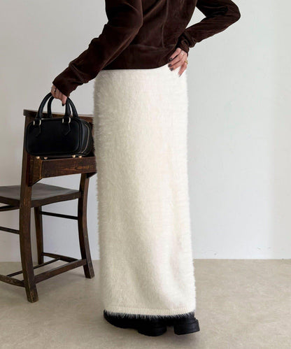 毛絨針織半身裙