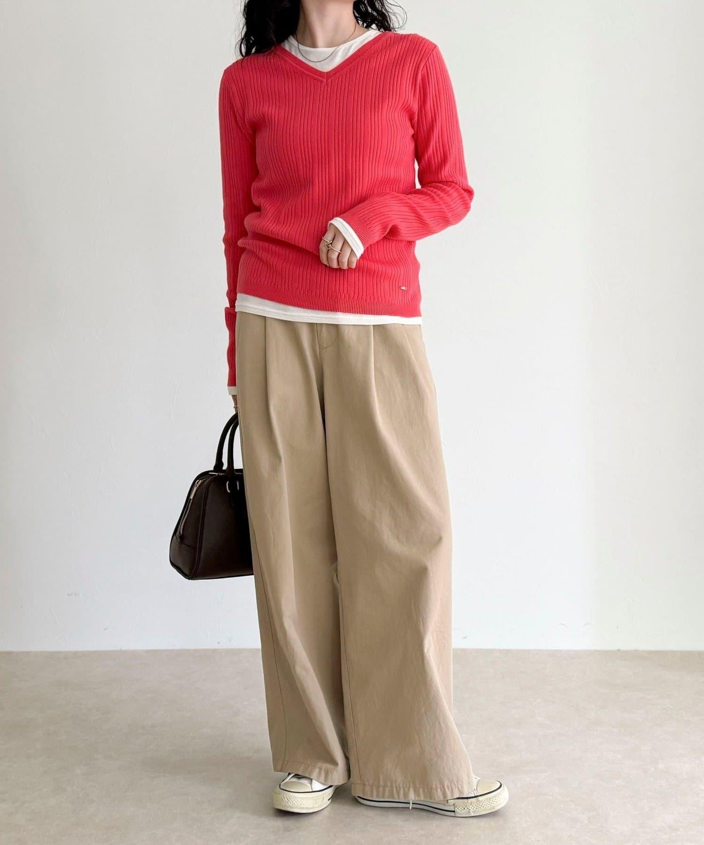 V領羅紋針織套頭衫