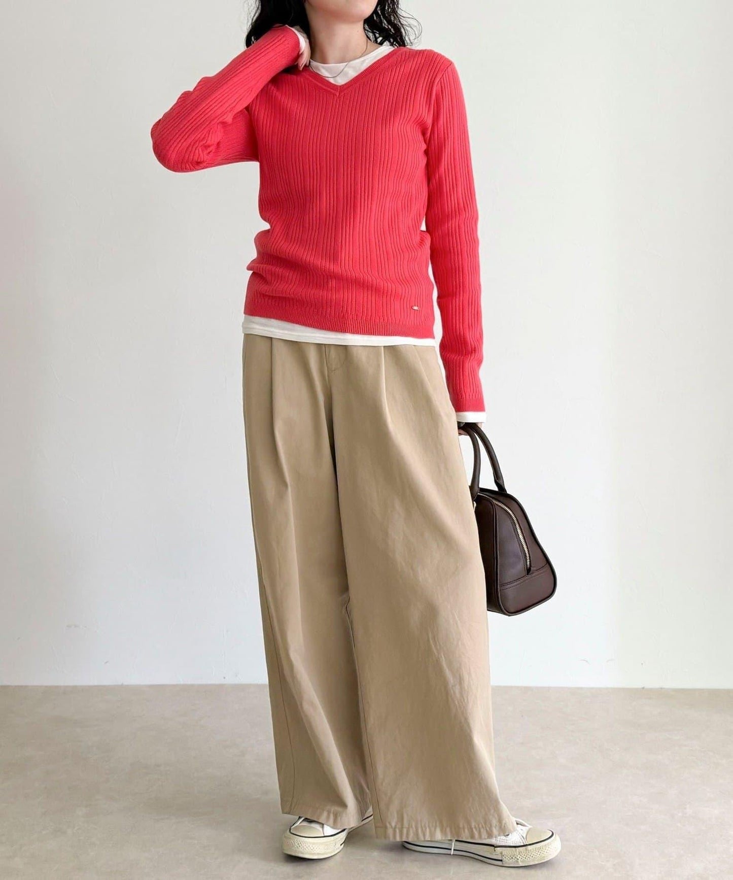 V領羅紋針織套頭衫