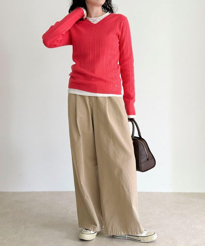 V領羅紋針織套頭衫