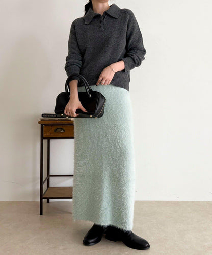 毛絨針織半身裙