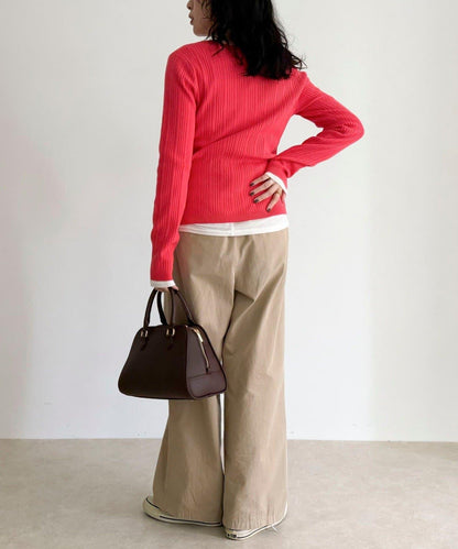 V領羅紋針織套頭衫