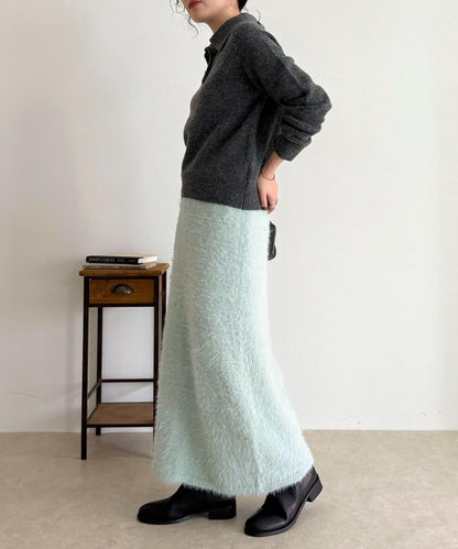 毛絨針織半身裙