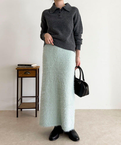 毛絨針織半身裙