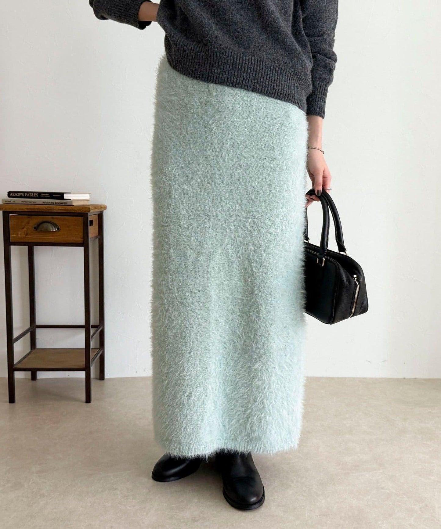 毛絨針織半身裙