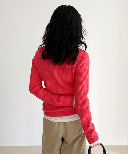 V領羅紋針織套頭衫