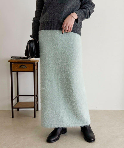 毛絨針織半身裙