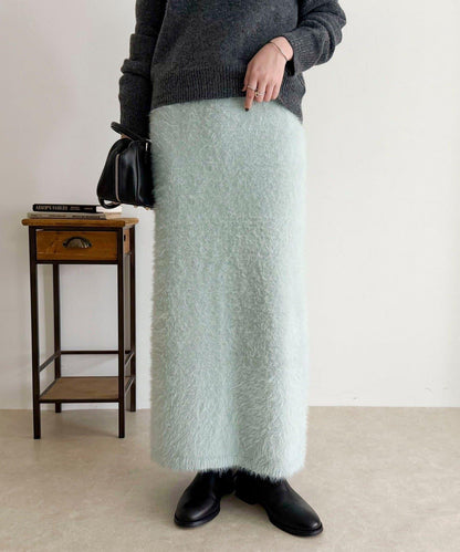 毛絨針織半身裙