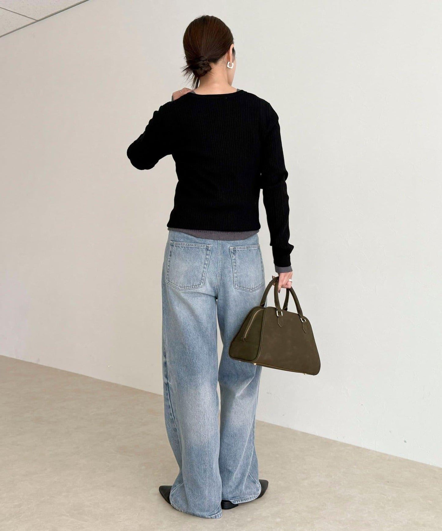 V領羅紋針織套頭衫