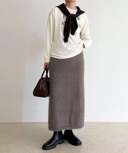 毛絨針織半身裙