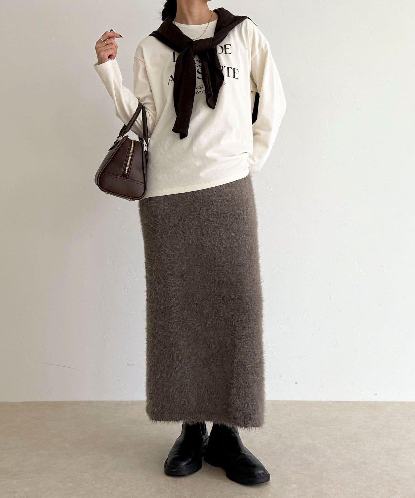 毛絨針織半身裙