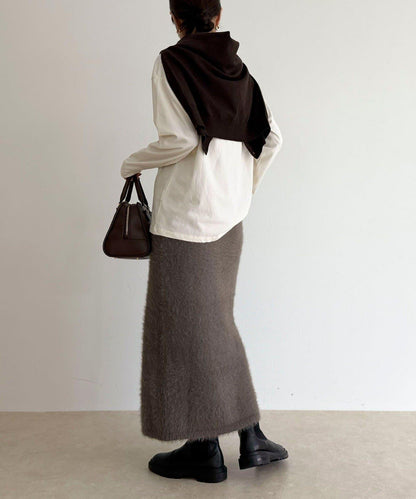 毛絨針織半身裙