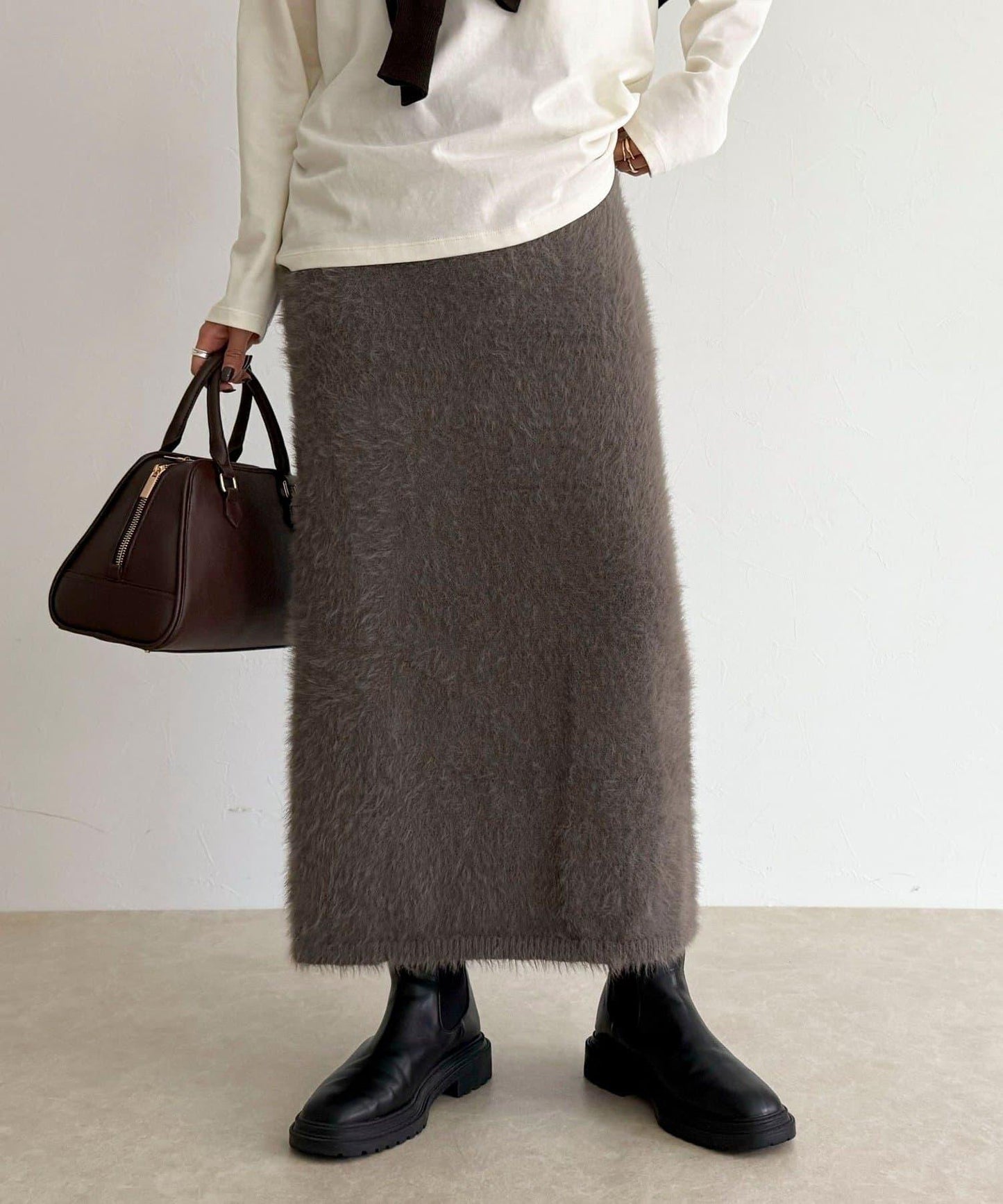 毛絨針織半身裙