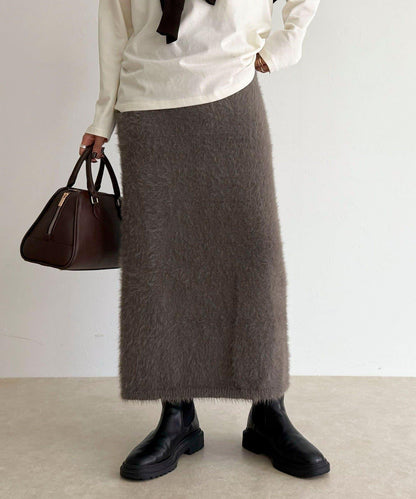 毛絨針織半身裙