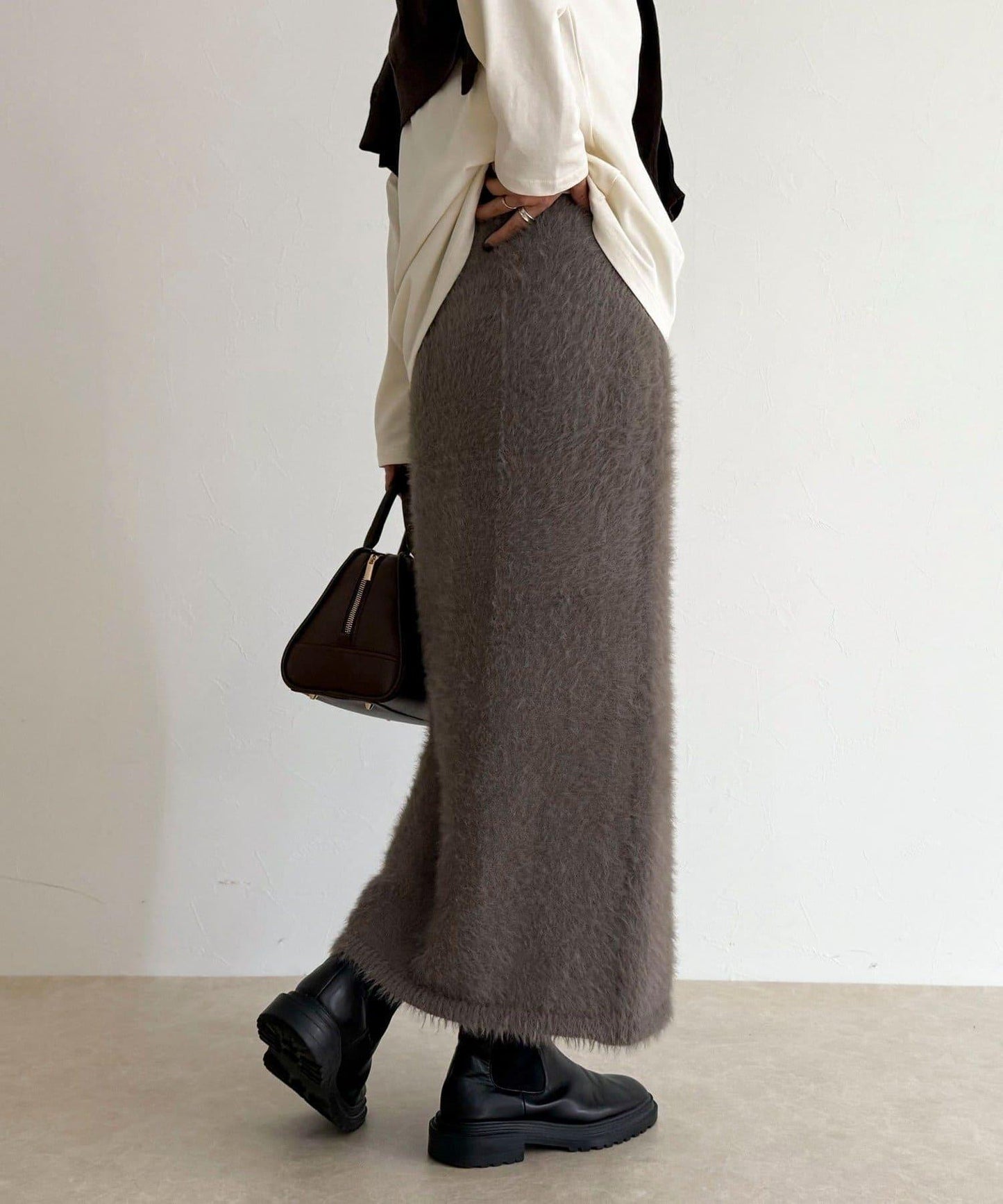 毛絨針織半身裙