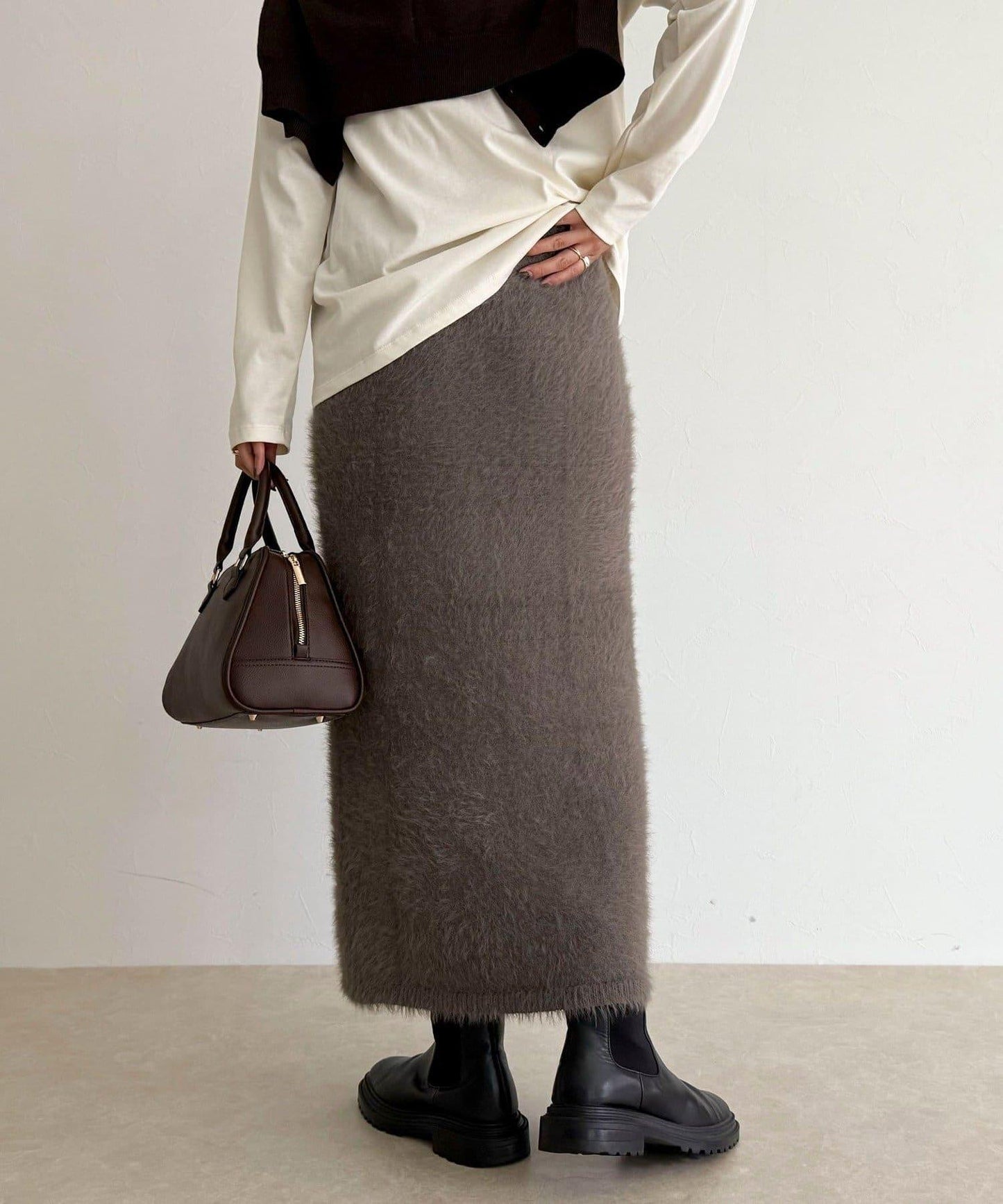 毛絨針織半身裙