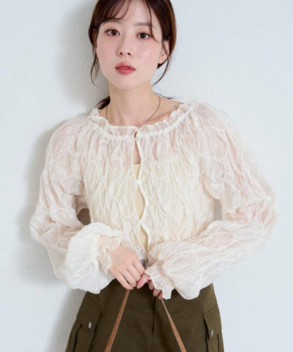 【2WAY】荷葉邊褶皺襯衫