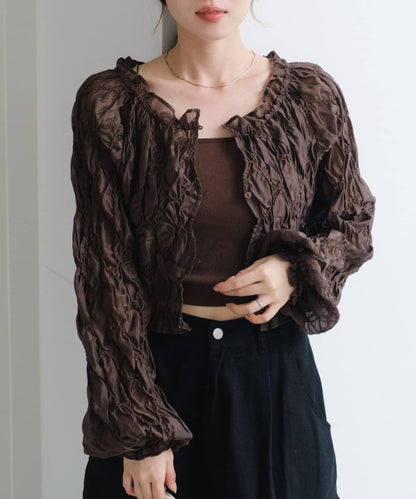 【2WAY】荷葉邊褶皺襯衫