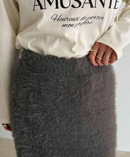 毛絨針織半身裙