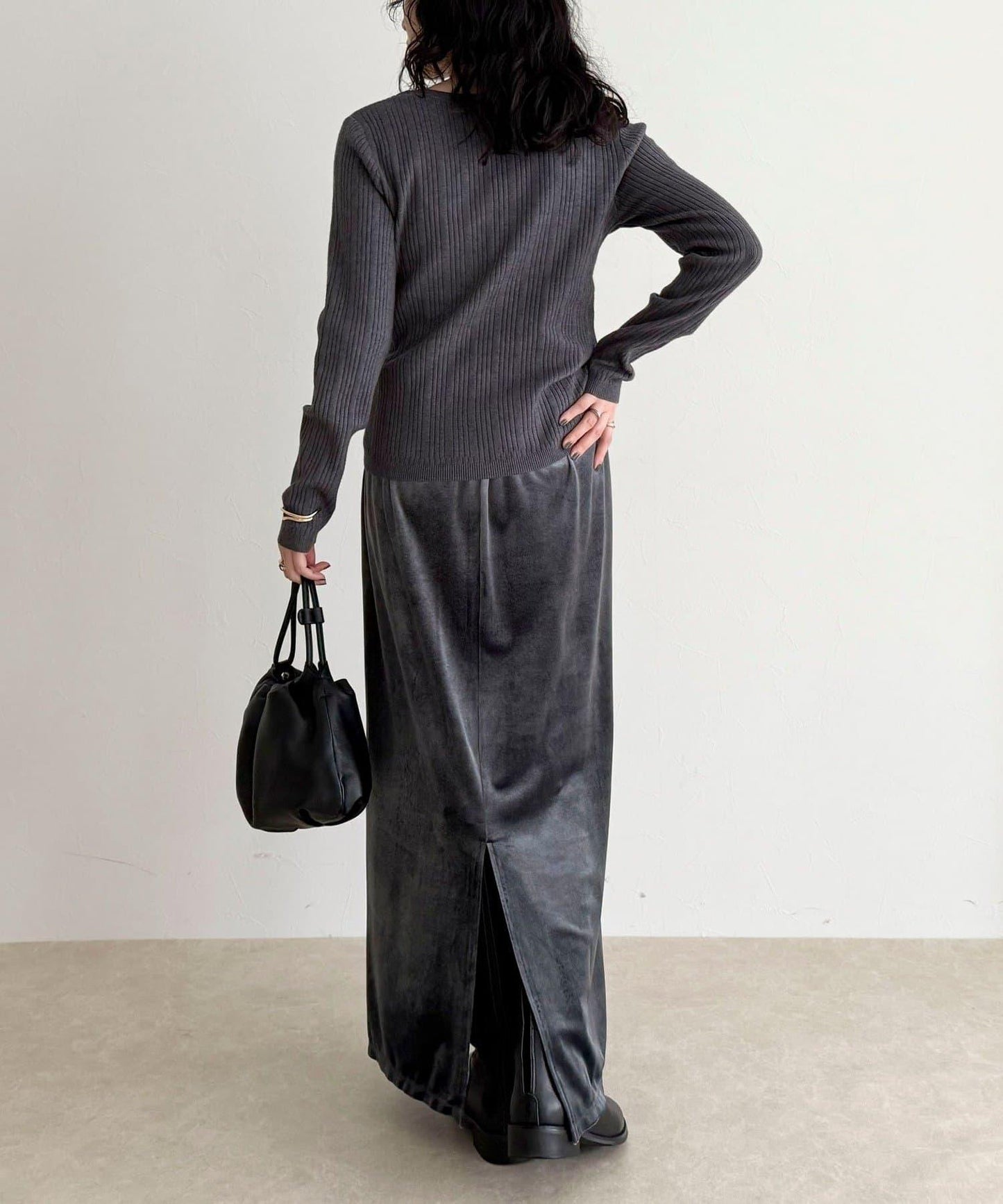 V領羅紋針織套頭衫