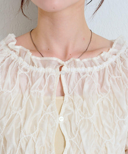 【2WAY】荷葉邊褶皺襯衫