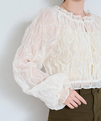 【2WAY】荷葉邊褶皺襯衫