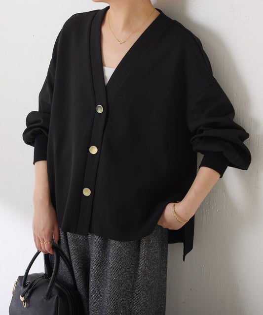 【人氣設計/遮掩身形】金屬紐扣雪紡開衫
