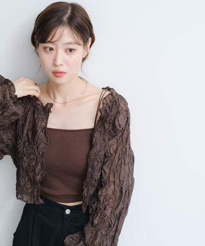 【2WAY】荷葉邊褶皺襯衫