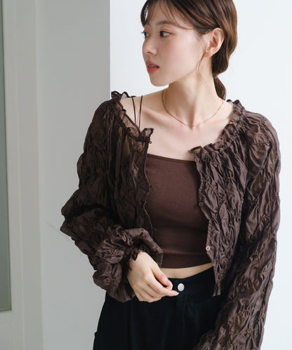 【2WAY】荷葉邊褶皺襯衫