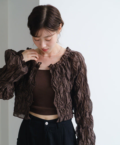 【2WAY】荷葉邊褶皺襯衫