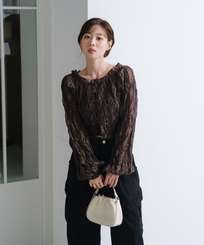 【2WAY】荷葉邊褶皺襯衫