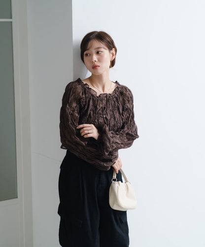 【2WAY】荷葉邊褶皺襯衫