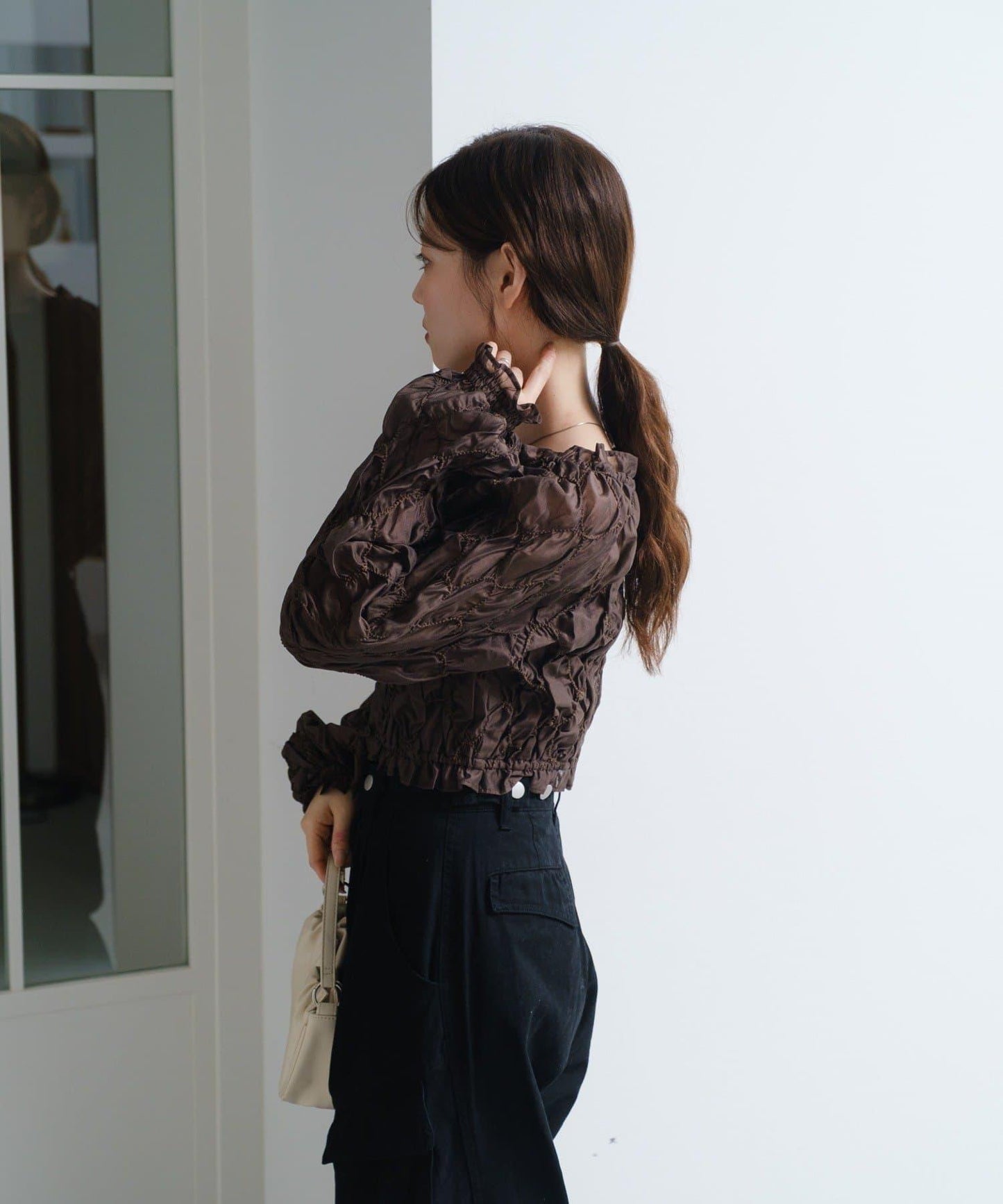 【2WAY】荷葉邊褶皺襯衫