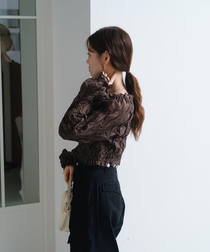 【2WAY】荷葉邊褶皺襯衫