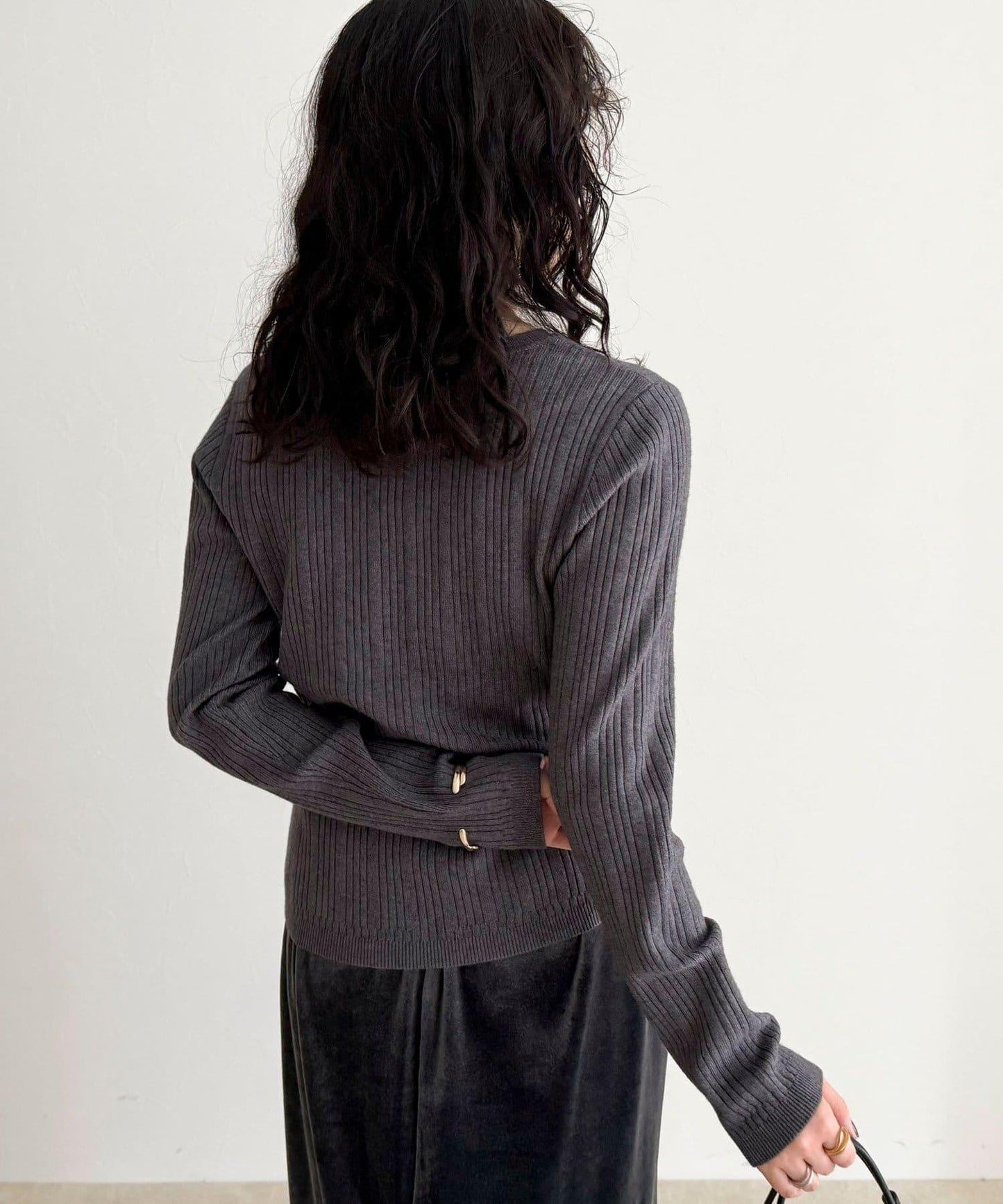 V領羅紋針織套頭衫