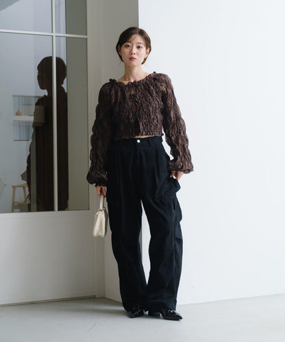 【2WAY】荷葉邊褶皺襯衫