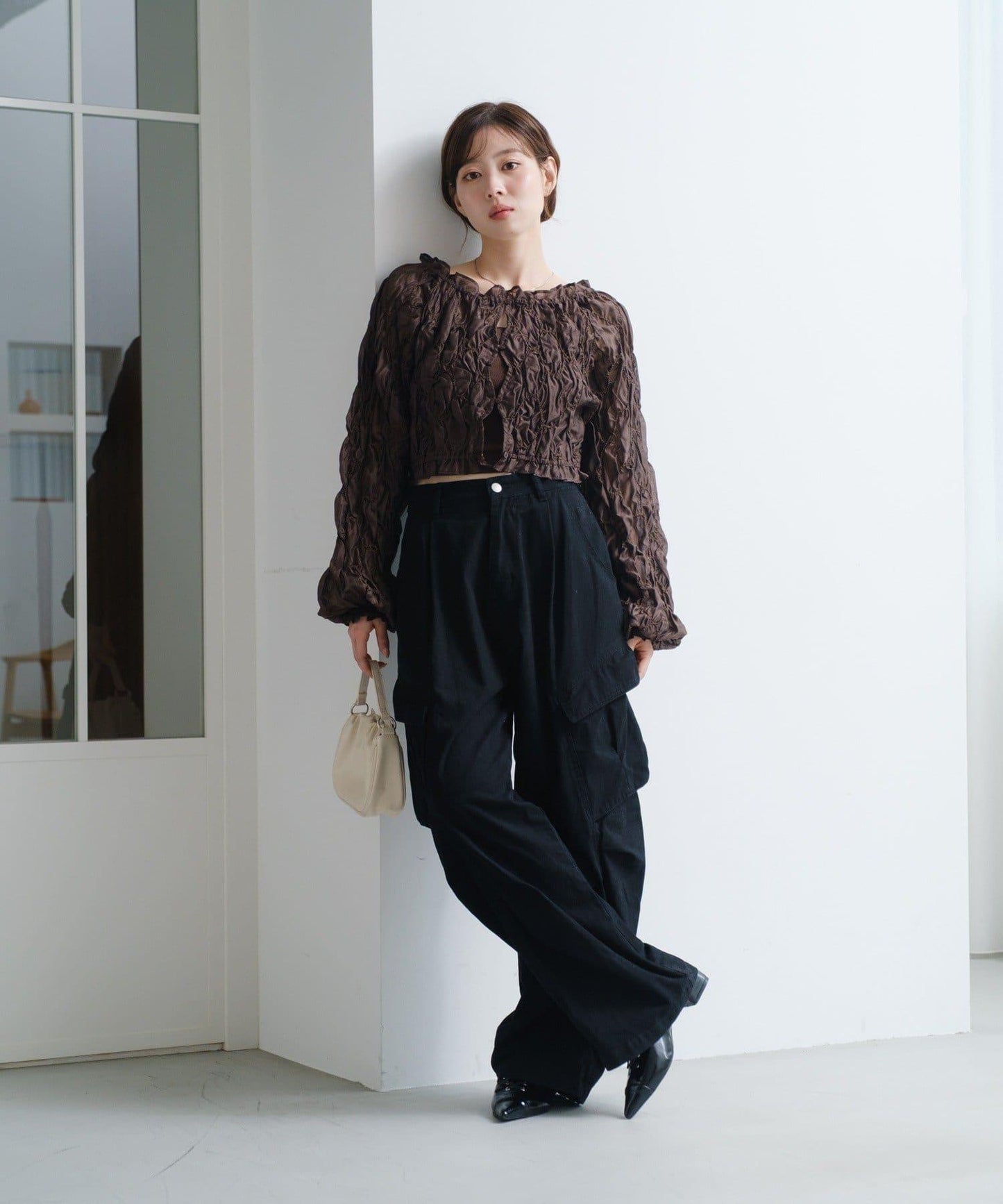 【2WAY】荷葉邊褶皺襯衫