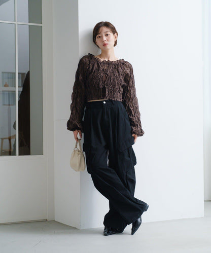 【2WAY】荷葉邊褶皺襯衫