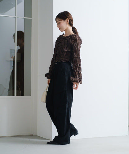 【2WAY】荷葉邊褶皺襯衫