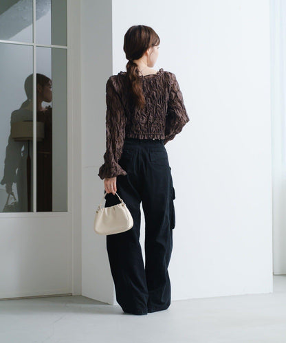 【2WAY】荷葉邊褶皺襯衫