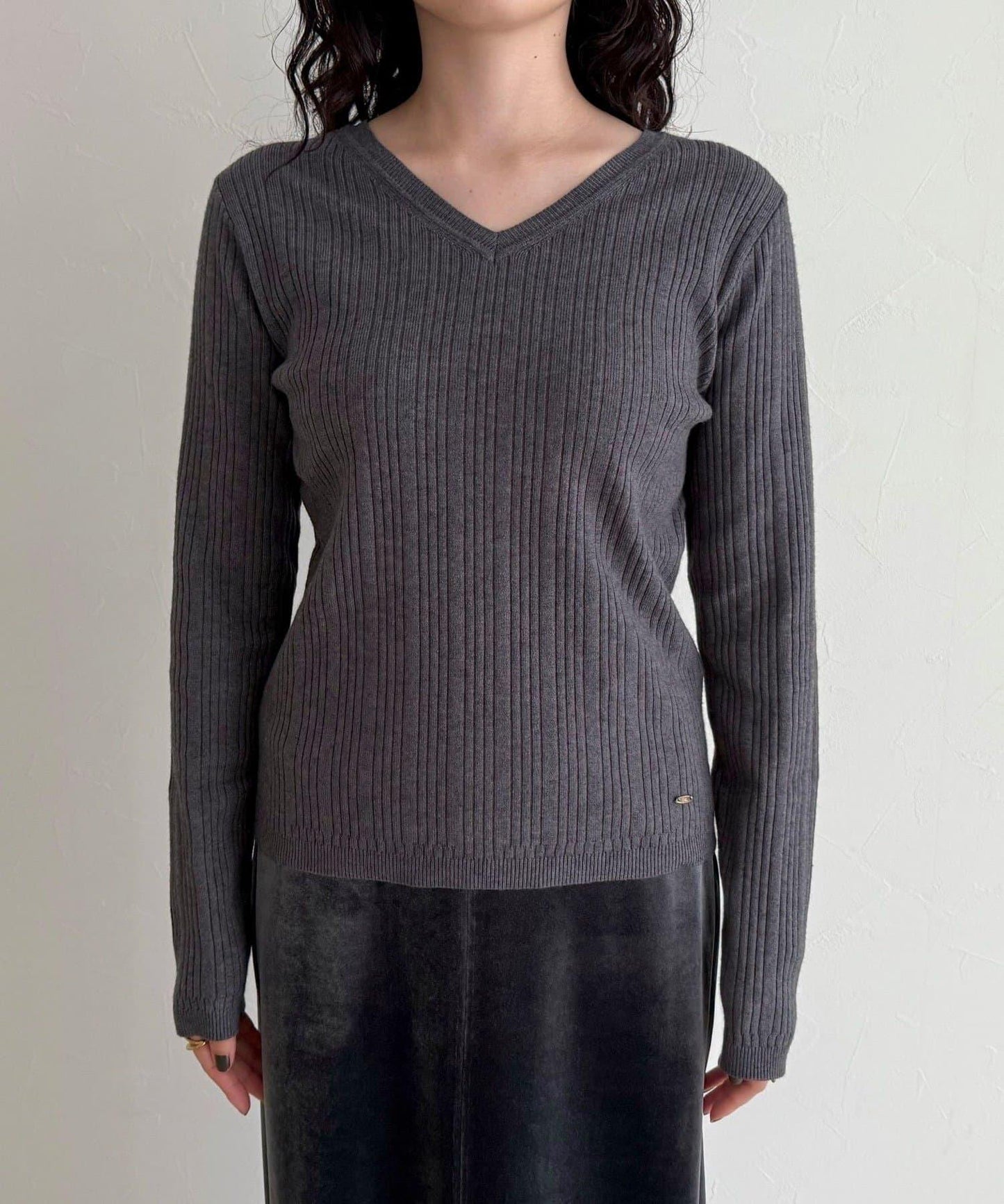 V領羅紋針織套頭衫