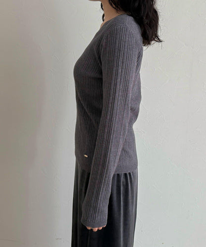 V領羅紋針織套頭衫