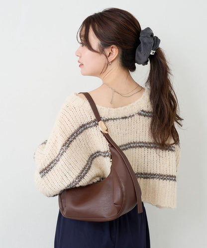 【2WAY/可收納500ml塑料瓶】半月造型單肩包