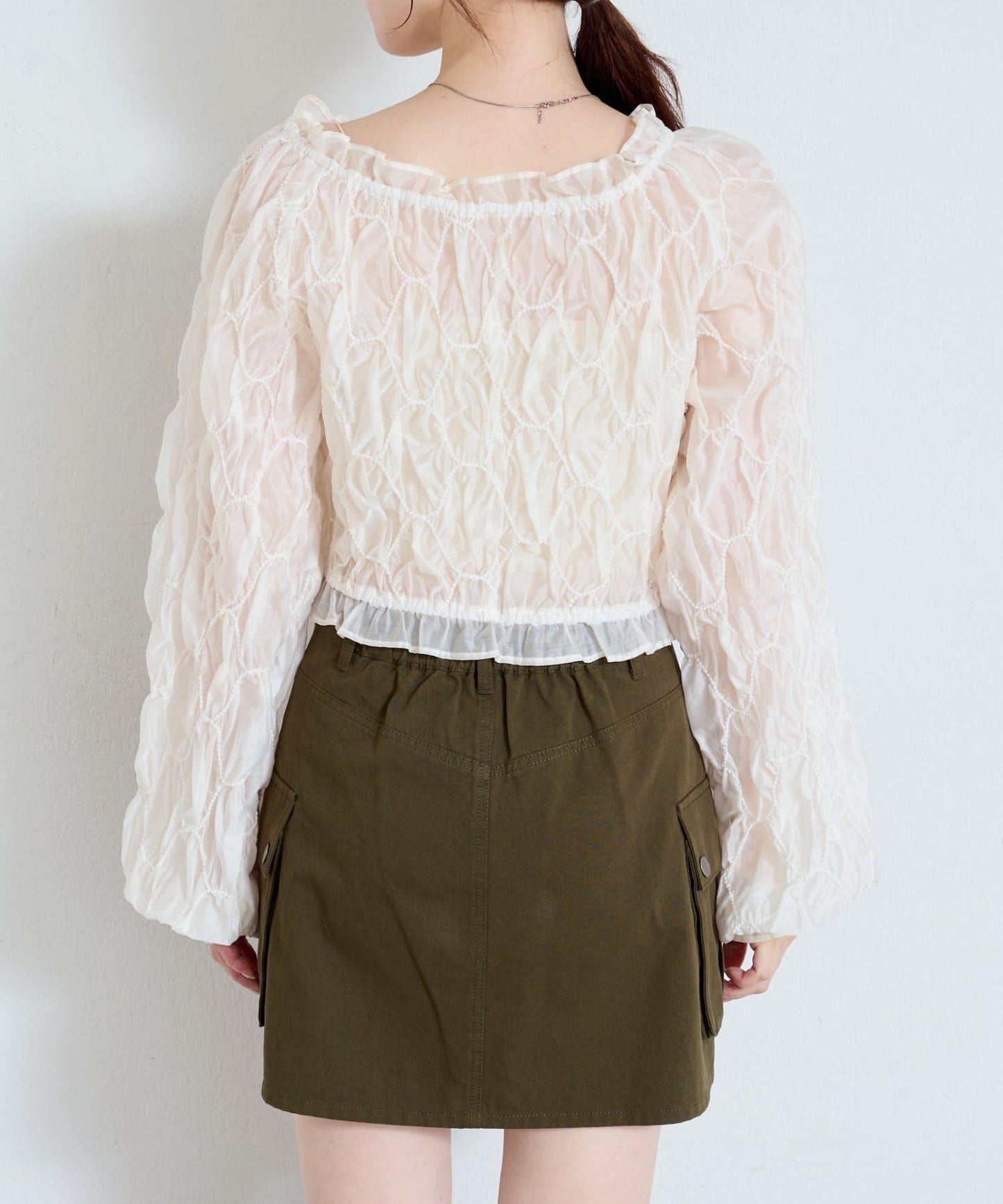 【2WAY】荷葉邊褶皺襯衫