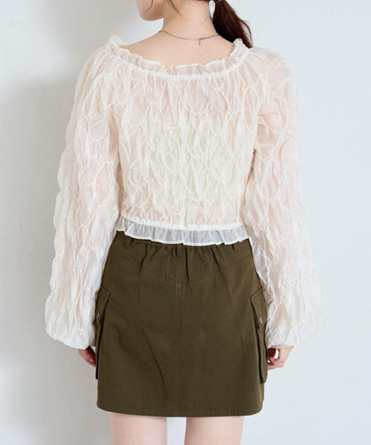 【2WAY】荷葉邊褶皺襯衫